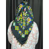 Sobe Hediyelik Siyah Pullu Tokat Yazması Çengelköy Deseni 100X100 cm Çeyizlik Yazma - 100 x 100 cm