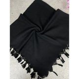 Sobe Hediyelik Siyah Yazma Eşarp – Püskül Kenarlı, Pamuklu Kumaş - 100 x 100 cm