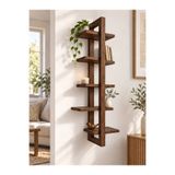 söbeartier Masif Ahşap Modern Duvar Rafı Dekoratif Çok Katlı Kitaplık ve Saksılık 100cm*20 cm CEVİZ