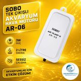 Sobo Akvaryum Hava Motoru - Tek Çıkışlı - 3W - 2LT/Dakika - Güçlü Hava Çıkışı - AR-06