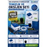 Sobo UFAK AKVARYUM VE FAUNUS TEMİZLİK VE OKSİJEN SETİ (Sessiz 3 wat hava motoru ,mini köşe pipo filtre ,1,5 metre hava hortumu )