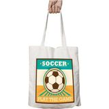 Soccer Play The Game Futbol Iki Tarafı Kalıcı Baskılı Yıkanabilir Okul Plaj Omuz Bez Çantası