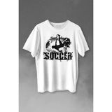 Soccer Röveşata Gol Atan Futbolcu Taktik Baskılı Tişört Unisex T-Shirt - Beyaz