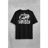 Soccer Röveşata Gol Atan Futbolcu Taktik Sırt Ön Baskılı Oversize Tişört Unisex T-Shirt