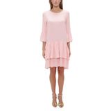 SOCIETA Bol Kesim Fırfırlı Mini Elbise 92395 Pembe 44