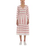 SOCIETA Çizgili Oversize Midi Elbise 92419 Kırmızı 44