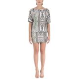 SOCIETA Desenli Bol Kesim Mini Elbise 90962 GRİ 36