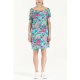 SOCIETA Desenli Örme Mini Elbise 91021 MAVİ 36