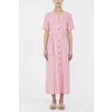 SOCIETA Kısa Kollu Midi Elbise 92852 Pembe 42