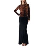 SOCIETA Leopar Bisiklet yaka leopar desenli yün triko kazak 28866 Leopar L