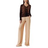SOCIETA Leopar V yaka leopar desenli yün triko kazak 28875 Leopar S