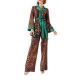 SOCIETA Leopar-Yeşil Beli lastik kemer pantolonlu ikili takım 12314 Leopar-Yeşil L