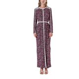 SOCIETA Pembe Kontrast Biye Detaylı Uzun Elbise 94110 Pembe L