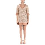SOCIETA Rahat Kesim Dantel Mini Elbise 92351 Somon 40