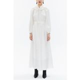 SOCIETA Reglan Kol Salaş Uzun Elbise 93356 Beyaz 44