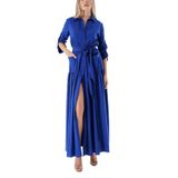 SOCIETA Saks Beli lastikli uzun gömlek elbise 94498 Saks S