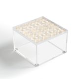 Society6 Elisabeth Fredriksson Golden Geo 2 Akrilik Kutu, 4" x 4" x 2.5"