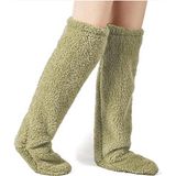 Sock Peluş Uyku Çorabı Welsoft Diz Üstü Oda Çorabı Ayak Isıtıcı Uzun Gonç Çorap - Bej - Taş - Standart