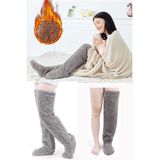 Sock Peluş Uyku Çorabı Welsoft Diz Üstü Oda Çorabı Ayak Isıtıcı Uzun Gonç Çorap - Standart - Gri