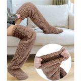 Sock Peluş Uyku Çorabı Welsoft Diz Üstü Oda Çorabı Ayak Isıtıcı Uzun Gonç Çorap - Standart - Kahverengi