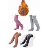 Sock Peluş Uyku Çorabı Welsoft Diz Üstü Oda Çorabı Ayak Isıtıcı Uzun Gonç Çorap - Standart - Koyu Kahverengi