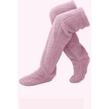 Sock Peluş Uyku Çorabı Welsoft Diz Üstü Oda Çorabı Ayak Isıtıcı Uzun Gonç Çorap - Standart - Pembe