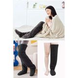 Sock Peluş Uyku Çorabı Welsoft Diz Üstü Oda Çorabı Ayak Isıtıcı Uzun Gonç Çorap - Standart - Siyah