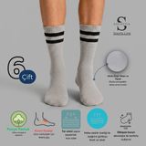 Socketta 4'lü Karışık Renkli Erkek Spor Pamuk Dikişsiz Çizgili Havlu Taban Soket Tenis Çorabı - Premium - Siyah - Beyaz - Lacivert - Gri Melanj