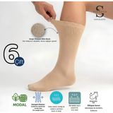 Socketta 6'lı Bej Erkek Lastiksiz Modal Dikişsiz Sıkmayan Diyabetik (Şeker) Soket Çorap - Premium