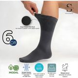 Socketta 6'lı Füme Erkek Lastiksiz Modal Dikişsiz Sıkmayan Diyabetik (Şeker) Soket Çorap - Premium