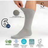 Socketta 6'lı Gri Erkek Lastiksiz Modal Dikişsiz Sıkmayan Diyabetik (Şeker) Soket Çorap - Premium