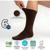 Socketta 6'lı Kahverengi Erkek Lastiksiz Modal Dikişsiz Sıkmayan Diyabetik (Şeker) Soket Çorap - Premium