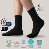 Socketta 6'lı Siyah-Gri Erkek Spor Pamuk Dikişsiz Esnek Desenli Havlu Taban Patik Çorap - Premium
