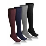 Socks 4 Çift Dizaltı Kışlık Kadın Çizme Bot Yünlü Uyku Çorabı Soft Touch Bordo 36-40