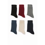 Socks 6 Çift Yünlü Kadın Norveç Doğal Yumuşak Kalın Termal Kışlık Fitilli Derbi Soket Çorap Çok Renkli 36-40