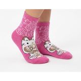Socksbull Kawaii Sevimli Karakter Desenli Pembe Pamuklu Genç Kız-Çocuk Kolej Çorabı