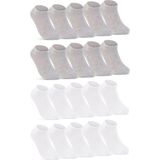 Sockshion Bay ve Bayan Pamuklu Bilek Boy Patik Çorap 20'li Paket - 35 - 40 - Gri - Beyaz