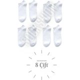 Sockshion Unisex 8 Çift Pamuklu Patik Çorap - Rahat ve Şık Tasarım - 40 - 44 - Beyaz