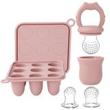 Socub Silikon Bebek Meyve Gıda Besleyici ve Bebek Maması Dondurucu Tepsi Seti, Bebek Diş Çıkarma Rölyefi için Anne Sütü Popsicle Kalıpları, Bebekler için Bebek Maması Emzik Besleyici, 3 Boyutlu Gıda