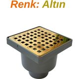 Sof Dekor Sofdekor 10X10 Plastik Çerçeveli Yer Süzgeci Duş Kanalı Izgara Altın - Düşey Çıkış 50MM