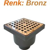 Sof Dekor Sofdekor 10X10 Plastik Çerçeveli Yer Süzgeci Duş Kanalı Izgara Bronz - Düşey Çıkış 50MM