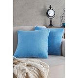 Sofa | 2 Adet Mavi Renk Welsoft Kırlent Kılıfı Yastık Kılıfı 44x44 Cm