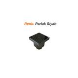 sofdekor Parlak Siyah Yer Süzgeci 10x10 cm Düşey Çıkış 50mm