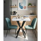 Sofex Mutfak Cafe Balkon Bahçe Restoran Yemek Masası 70X70 Metal Ayak 1.kalite (Kalınlaştırmalı ) - Siyah - Beyaz - 70 X 70