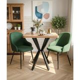 Sofex Mutfak Cafe Balkon Bahçe Restoran Yemek Masası 70X70 Metal Ayak 1.kalite (Kalınlaştırmalı) - Siyah - Çam - 70 X 70
