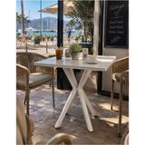 Sofex Mutfak Cafe Balkon Bahçe Restoran Yemek Masası 70X70 Metal Ayak ( Kalınlaştırmalı Beyaz ) - 70 X 70