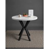 Sofex Mutfak Cafe Balkon Bahçe Restoran Yemek Masası 70X70 Metal Ayak ( Kalınlaştırmalı Beyaz Yuvarlak ) - 70 X 70