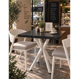 Sofex Mutfak Cafe Balkon Bahçe Restoran Yemek Masası 70X70 Metal Ayak ( Kalınlaştırmalı Carrara ) - 70 X 70
