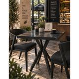 Sofex Mutfak Cafe Balkon Bahçe Restoran Yemek Masası 70X70 Metal Ayak ( Kalınlaştırmalı S Carrara ) - 70 X 70