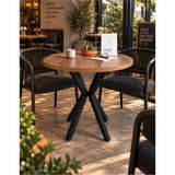 Sofex Soex Mutfak Cafe Balkon Bahçe Restoran Yemek Masası 70X70 Metal Ayak ( Kalınlaştırmalı Traverten ) - 70 X 70